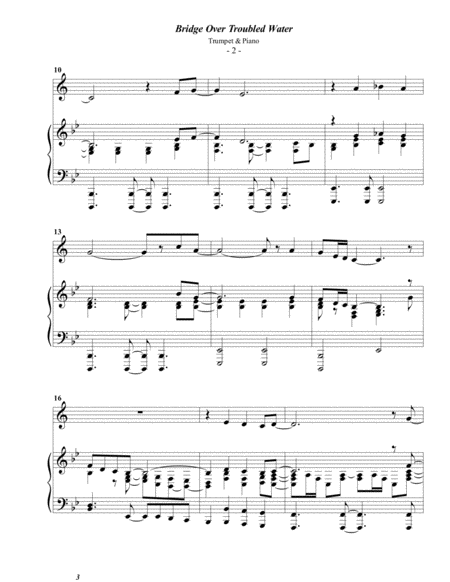 Simon Garfunkel Bridge Over Troubled Water For Trumpet Piano Page 2