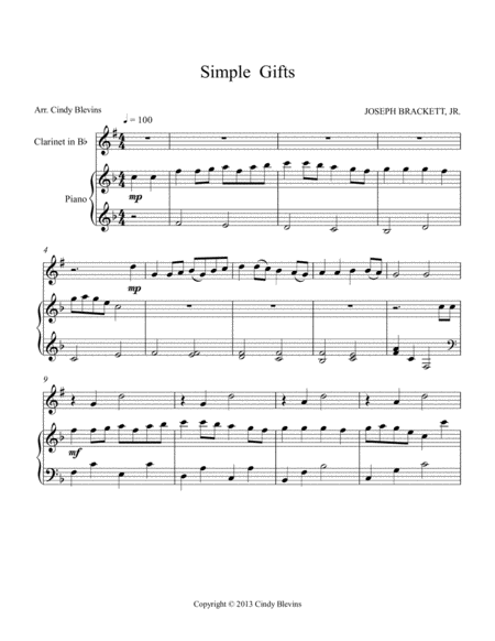 Simple Gifts Arranged For Piano And Bb Clarinet Page 2