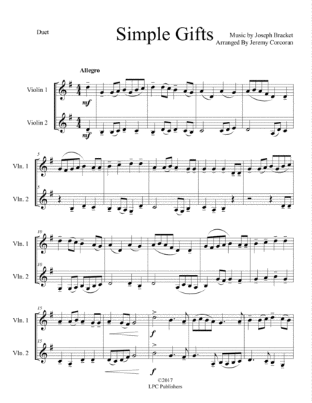 Simple Gifts For Two Violins Page 2