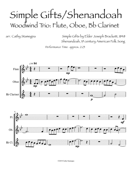 Simple Gifts With Shenandoah Woodwind Trio Flute Oboe Bb Clarinet Page 2