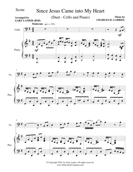 Since Jesus Came Into My Heart Cello Piano And Cello Part Page 2