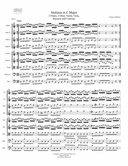 Sinfonia C Major 2 Flutes 2 Oboes Bassoon Strings And Continuo Page 2