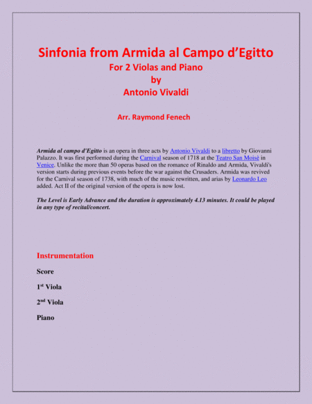 Sinfonia From Armida Al Campo D Egitto 2 Violas And Piano Early Advanced Page 2
