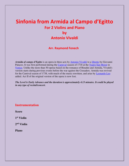 Sinfonia From Armida Al Campo D Egitto 2 Violins And Piano Early Advanced Page 2