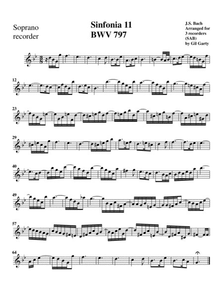 Sinfonia Three Part Invention No 11 Bwv 797 Arrangement For 3 Recorders Page 2