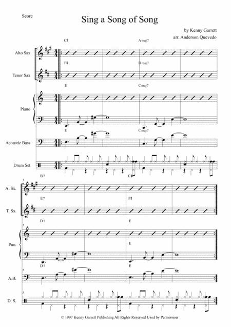 Sing A Song Of Song Kenny Garret Band Score Alto Sax Tenor Sax Piano Bass Drums Score And Individual Parts Page 2