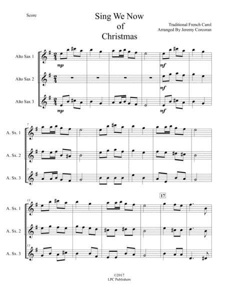 Sing We Now Of Christmas For Three Saxophones Aaa Or Aat Page 2