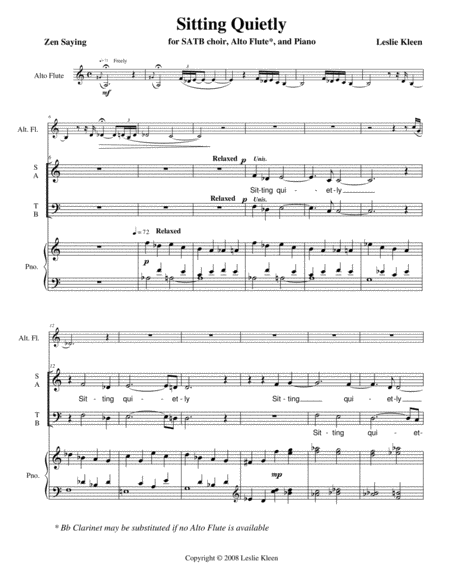 Sitting Quietly For Satb Alto Flute And Piano Page 2