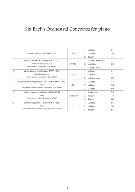 Six Bachs Orchestral Concertos For Piano Page 2
