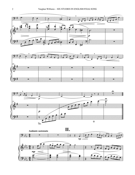 Six Studies In English Folksong Arranged For Tuba Or Bass Trombone And Piano Page 2