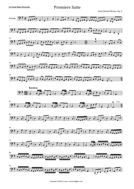 Six Suites Op 2 For Great Bass Recorder 1st Great Bass Part Page 2