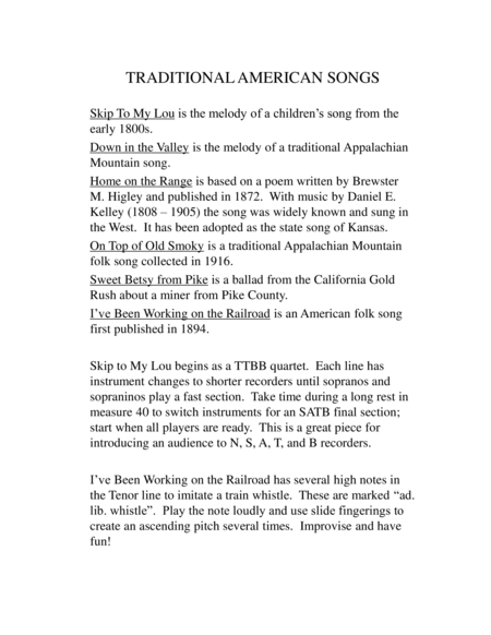Six Traditional American Songs For Recorder Quartet Page 2