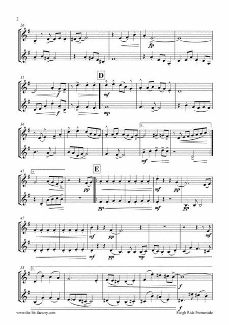 Sleigh Ride Easy Swing Violin Duet Page 2