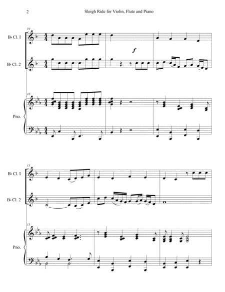 Sleigh Ride For Two Clarinets And Piano Page 2
