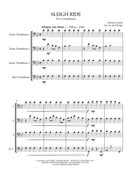 Sleigh Ride Trombone Quartet Page 2
