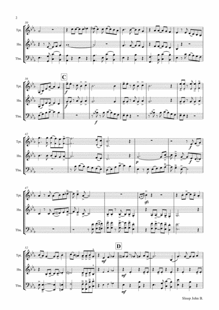 Sloop John B Caribian Folk Song Brass Trio Page 2