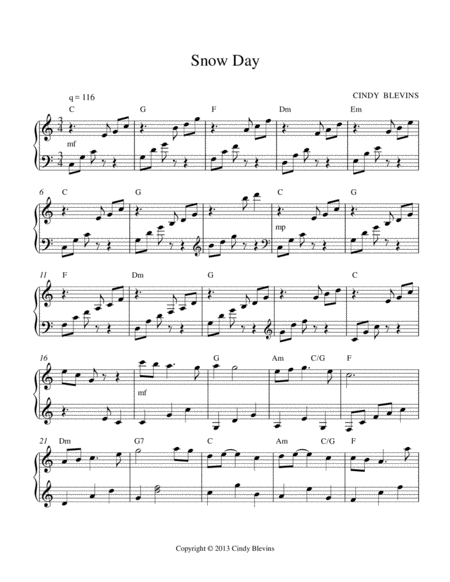 Snow Day Arranged For Double Strung Harp Page 2