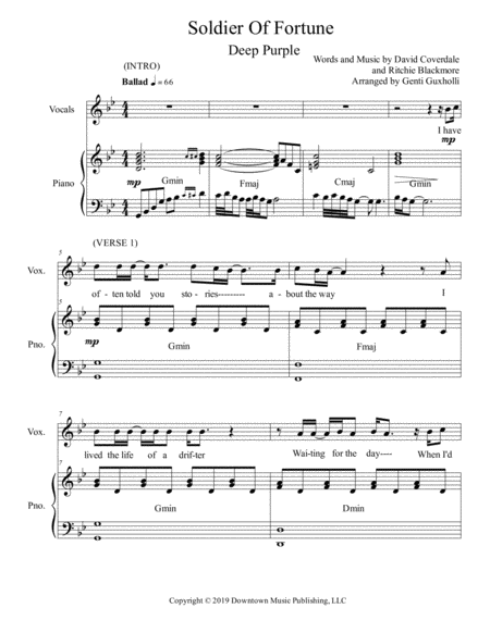 Soldier Of Fortune Piano Vocal Page 2