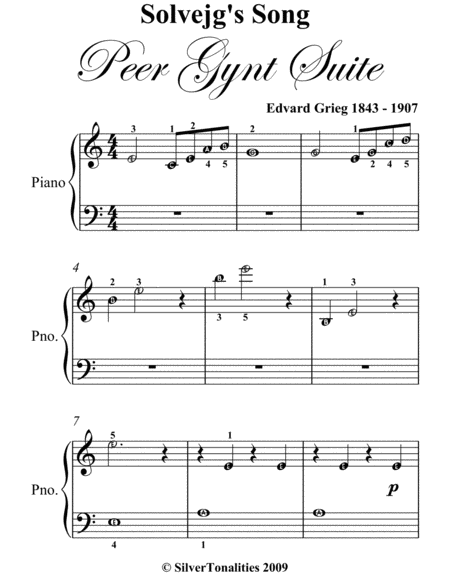 Solvejgs Song Peer Gynt Suite Easiest Piano Sheet Music Page 2