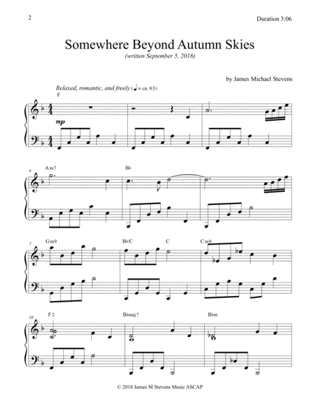 Somewhere Beyond Autumn Skies Romantic Piano Page 2