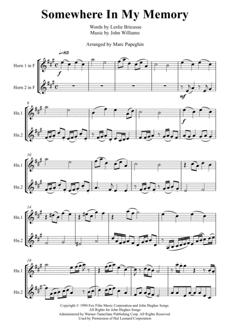 Somewhere In My Memory French Horn Duet Page 2