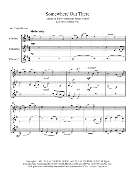 Somewhere Out There Arranged For Clarinet Trio Page 2