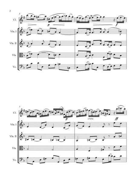 Sonata 1 Movement 1 In D Minor For Clarinet And String Quartet Page 2