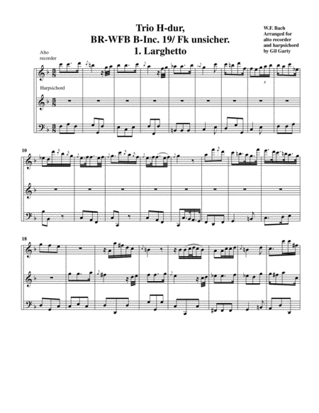 Sonata For Violin And Harpsichord In B Major Arrangement For Alto Recorder In F Major Page 2