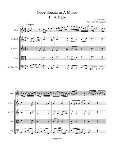 Sonata In A Minor For Oboe And String Quartet Ii Allegro Page 2