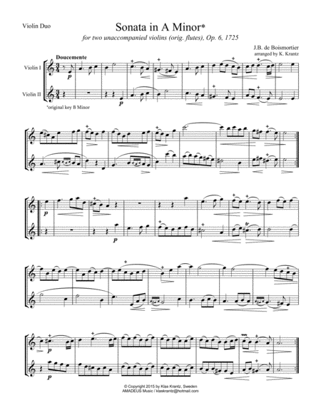 Sonata In A Minor Op 6 For Violin Duet Page 2