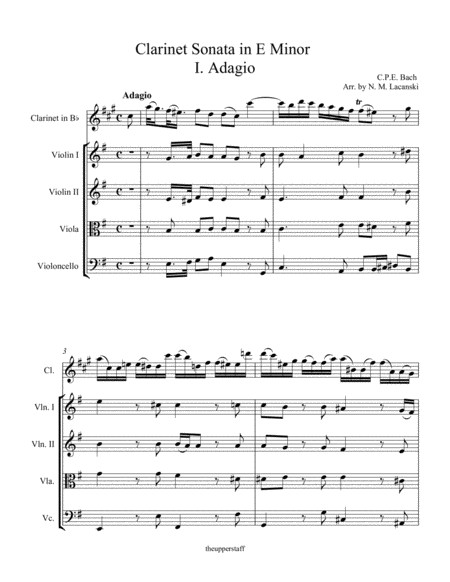 Sonata In E Minor For Clarinet And String Quartet I Adagio Page 2