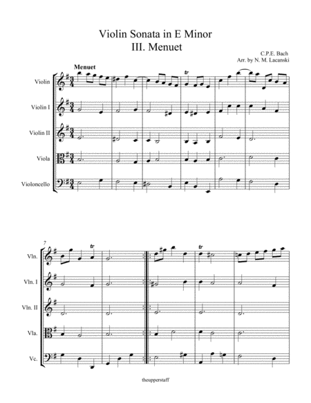 Sonata In E Minor For Violin And String Quartet Iii Menuet Page 2