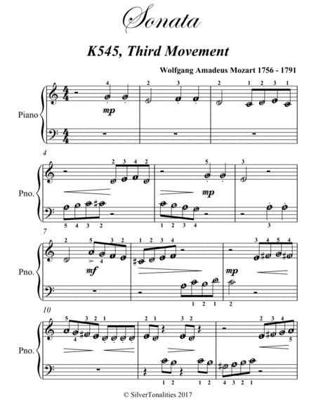 Sonata K545 Third Movement Beginner Piano Sheet Music Page 2