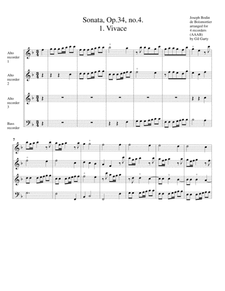 Sonata Op 34 No 4 Arrangement For 4 Recorders Page 2