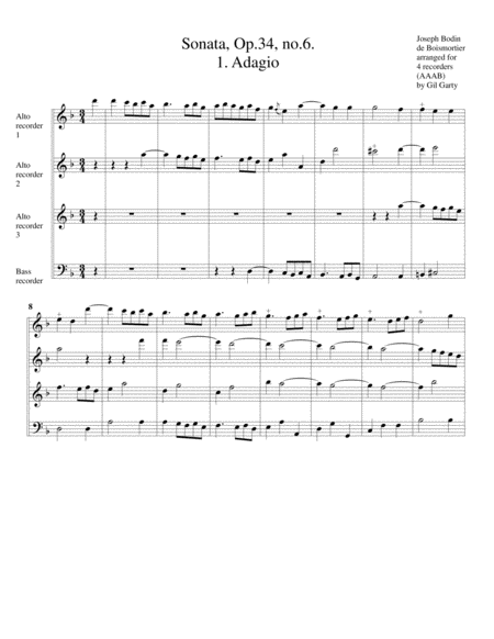 Sonata Op 34 No 6 Arrangement For 4 Recorders Page 2