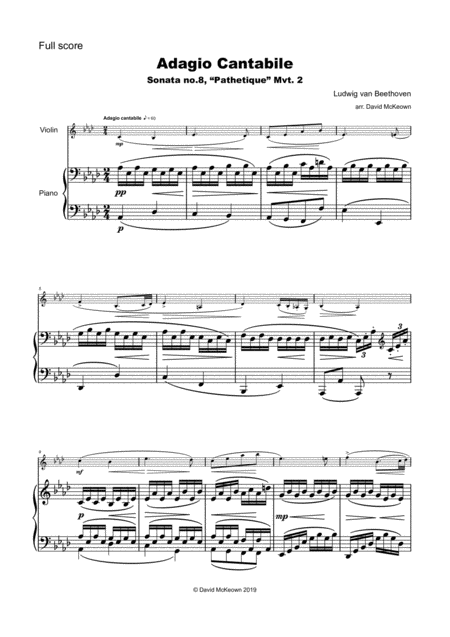 Sonata Pathetique Adagio Cantabile By Beethoven For Violin And Piano Page 2