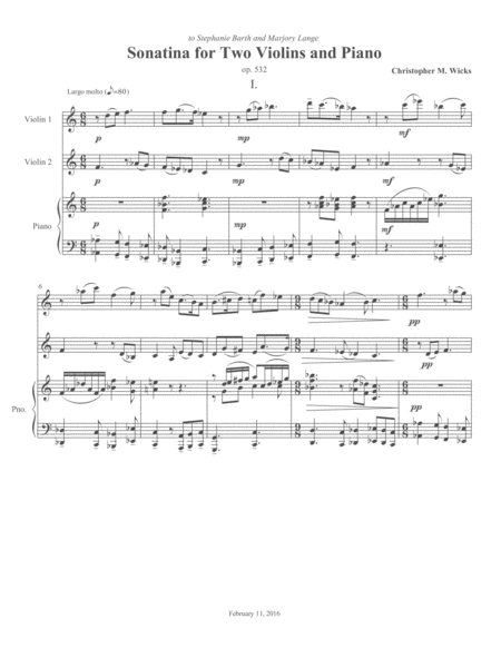 Sonatina For Two Violins And Piano Page 2