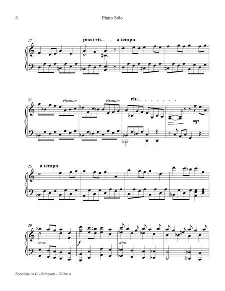 Sonatina In C For Piano Solo 2nd Mvt Page 2