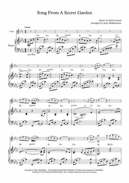 Song From A Secret Garden Violin Piano Page 2