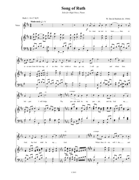 Song Of Ruth High Voice Piano And Or String Quartet Page 2