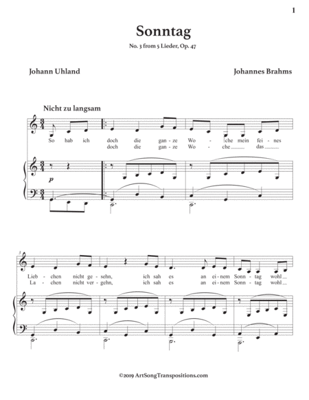 Sonntag Op 47 No 3 Transposed To C Major Page 2