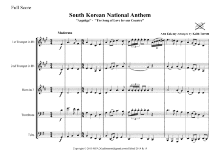 South Korean National Anthem For Brass Quintet Song Of Love For The Country Page 2