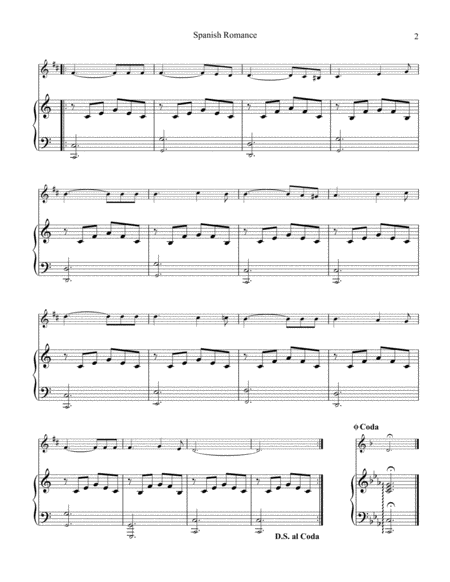 Spanish Romance Romanza For Clarinet In Bb And Easy Piano Page 2