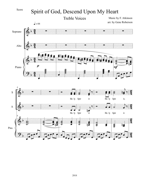 Spirit Of God Descend Upon My Heart Ssaa Treble Voices Page 2