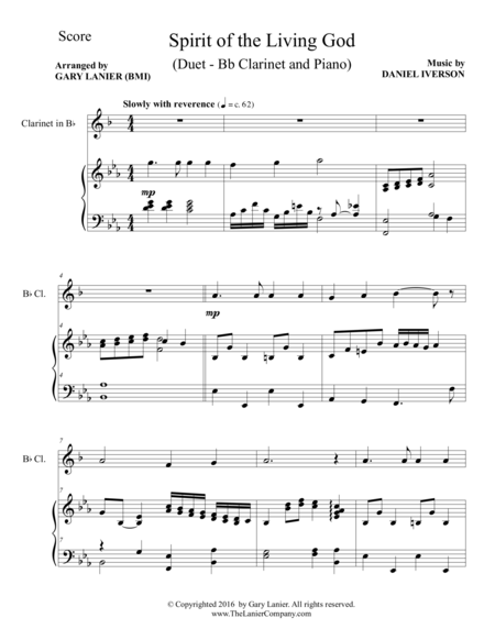 Spirit Of The Living God Duet Bb Clarinet Piano With Parts Page 2