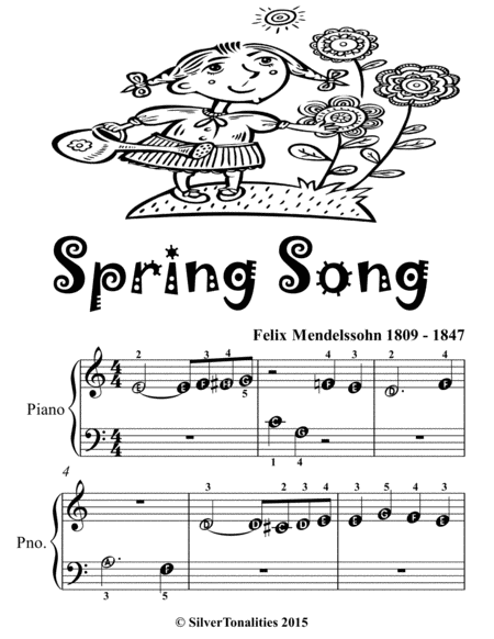 Spring Song Felix Mendelssohn Beginner Piano Sheet Music Tadpole Edition Page 2