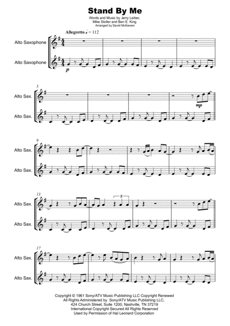 Stand By Me Duet For Two Alto Saxophones Page 2