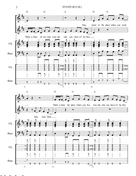 Stand R E M Arranged For Ukulele Ensemble Orchestra Band Page 2