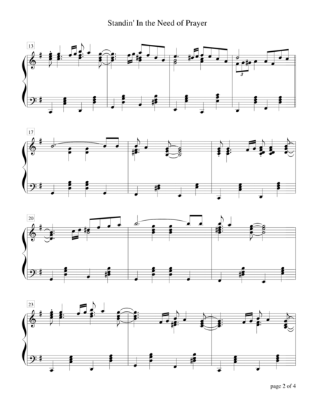 Standin In The Need Of Prayer Piano Solo Page 2