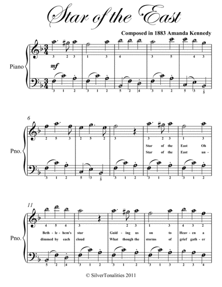 Star Of The East Easiest Elementary Piano Sheet Music Page 2
